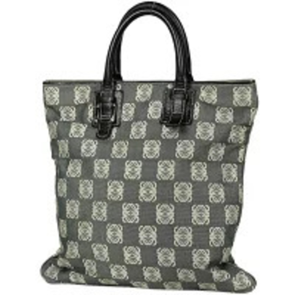 Loewe Anagram 2way Tote Bag Handbag Canvas Gray Black